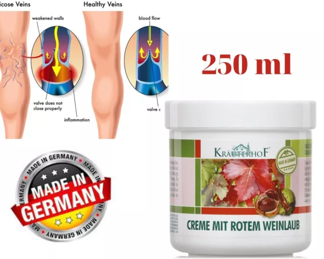 KRAUTERHOF Fußcreme Krampfadern mit Pferd Kastanie & Rotweinblätter 250ml