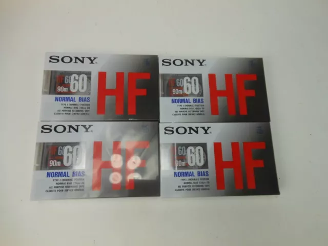 Lot 4 Sony HF 90m 60 Normal Bias Cassette Tapes New Old Stock Sealed