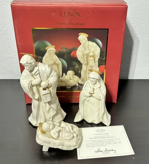Lenox China Nativity Innocence Holy Family Mary Joseph Baby Jesus In Box