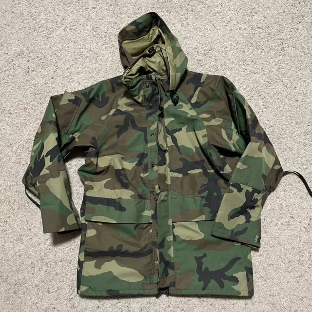 Men’s Small Short US Military Cold Wet Weather Parka Gore-Tex Woodland Camo