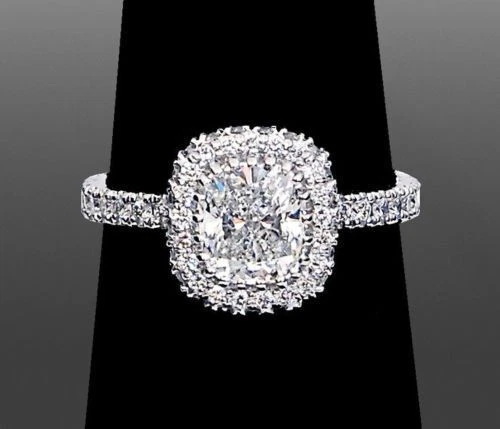 2.15Ct White Cushion Lab Created Diamond Engagement Solid 14k White Gold Ring