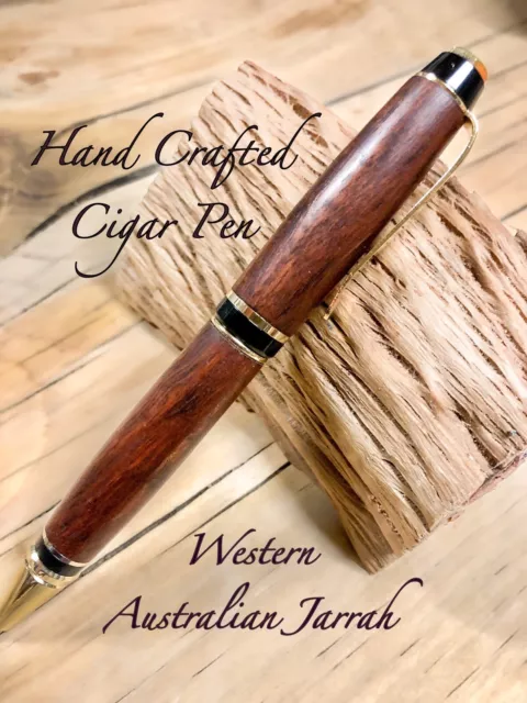 Handcrafted Ballpoint Pen From Re-claimed Jarrah Personalised Engraving Gr8 Gift