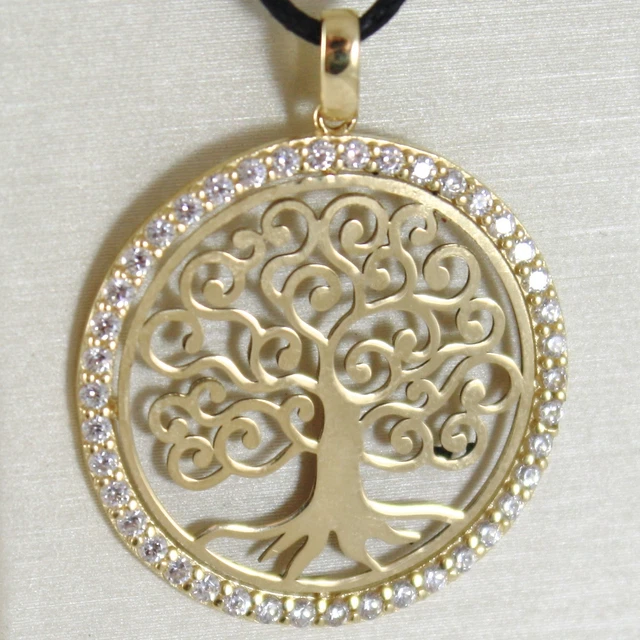 Pendentif Arbre De Vie En Or Blanc 18K (750) - 2.4 Cm Plat - Neuf Avec Étiquettes