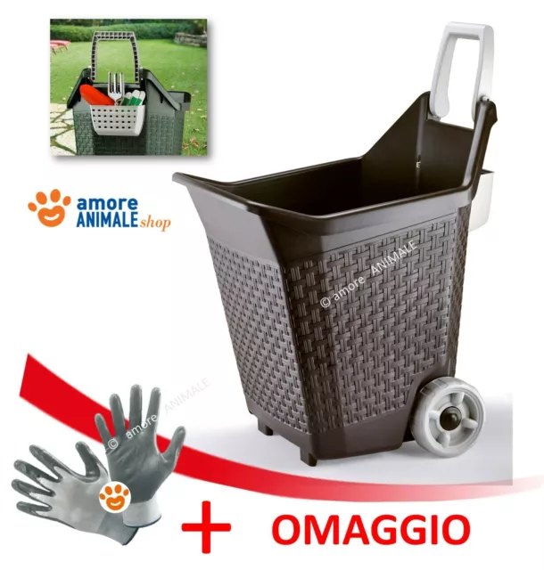 Bama KART Carrello con ruote 76 LT - CACAO / MUSCHIO - Carriola Giardino Legna