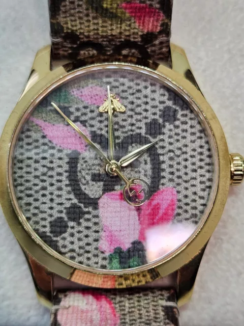 GUCCI YA1264038A G TIMELESS Ladies Pink Blooms Canvas Watch 330.00 PicClick UK
