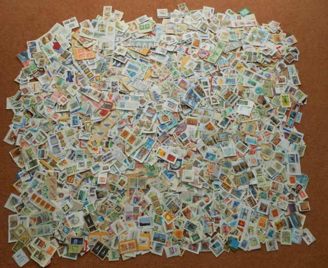 1 kg of World / Foreign stamps on clipped down paper. Kiloware. Bulk / job lot N