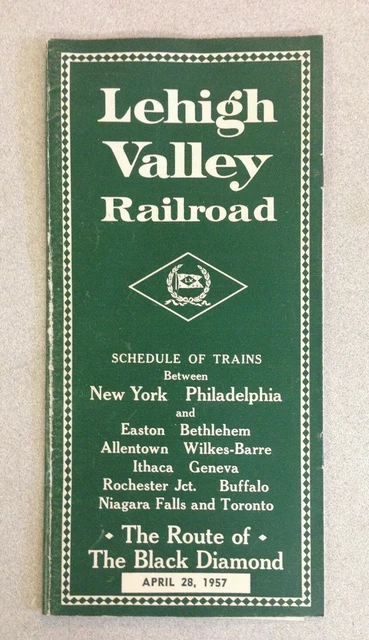 1957 Lehigh Valley Railroad Schedule of Trains between New York & Philadelphia
