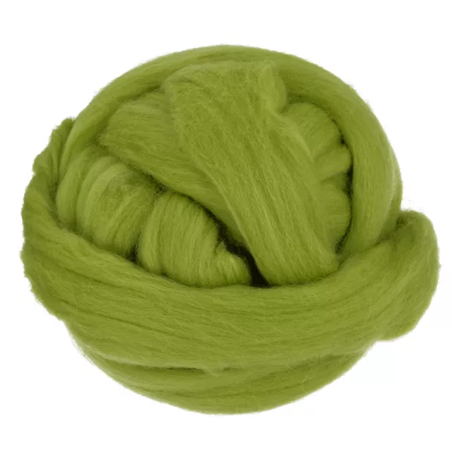 Needle Felting Wool, 3.5 Oz Nature Fibre Wool Yarn Roving (Mustard Green)