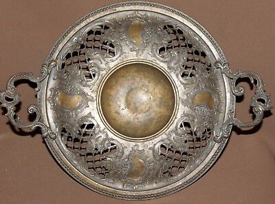 Antique Victorian ornate silver plated brass pedestal bowl