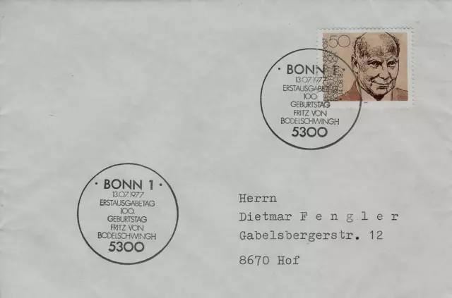 BRD FDC MiNr 942 (8a) "100.Geburtstag von Friedrich Bodelschwingh" Kirche-Pastor