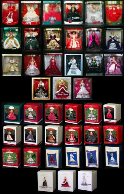 Happy Holidays Barbie Doll Collector Hallmark Ornament 1988 - 2008 Nice Lot 42 O