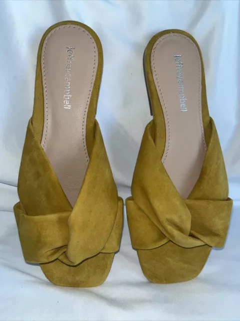 Jeffrey Campbell Gold Mustard Yellow Suede Leather Slide Sandal US Size 6 EU 37