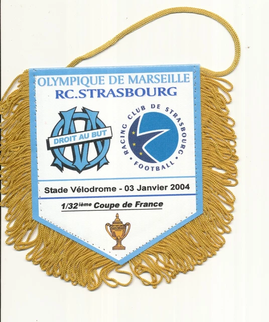 Fanion OM – Olympique Marseille Vs Valencia – Finale UEFA Cup 2004, 10x9 Cm