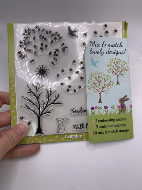 Tree Mix Match Rubber Stamp (No Block) Scrapbook Card Making Garden Bunny