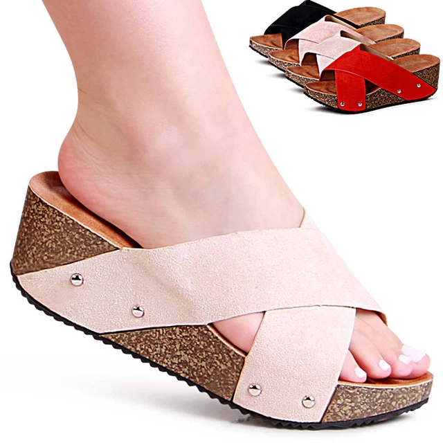 Femmes Semelle Compensée Mules Plateforme Velours Sandales Mules Mocassins