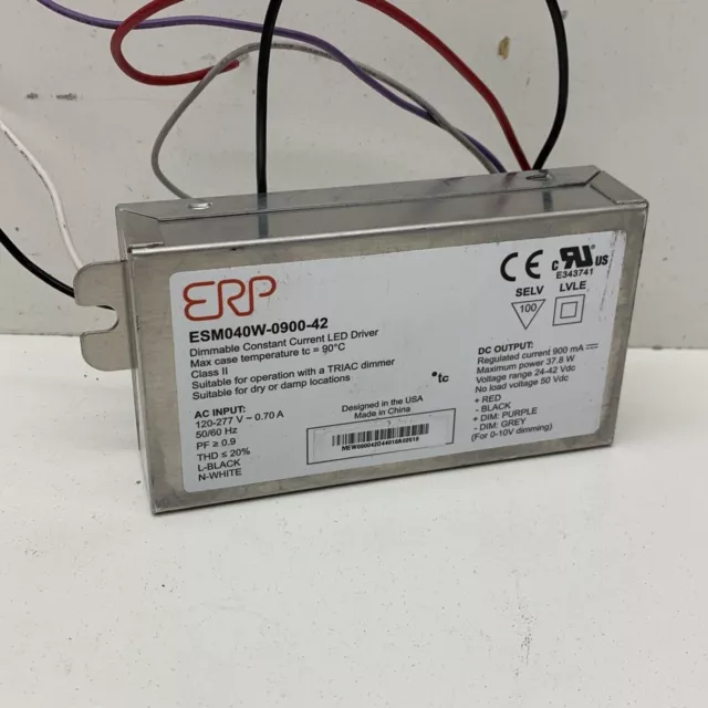 ERP ESM040W-0900-42 Dimmable Constant Current LED Driver 900mA 24-42VDC 37.8W