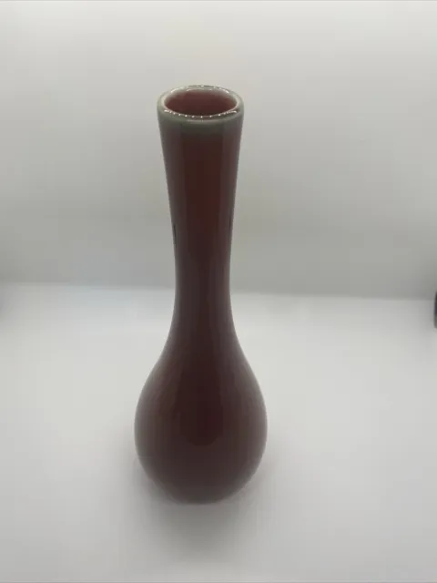 Vintage GUMPS Made in Japan Oxblood Red Porcelain 10" Long Neck Vase
