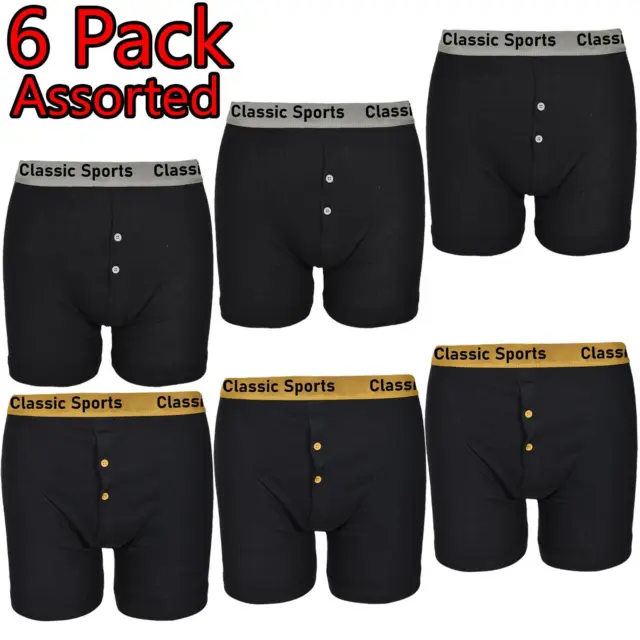 Mens 6 Pack Boxer Shorts Silver Gold Band Plain Trunks Underwear Stretch Boxers