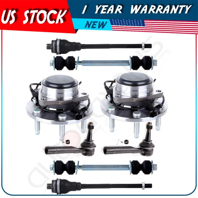 8x Front Tie Rod Ends Wheel Hub Bearing For GMC Sierra 1500 Chevrolet Silverado