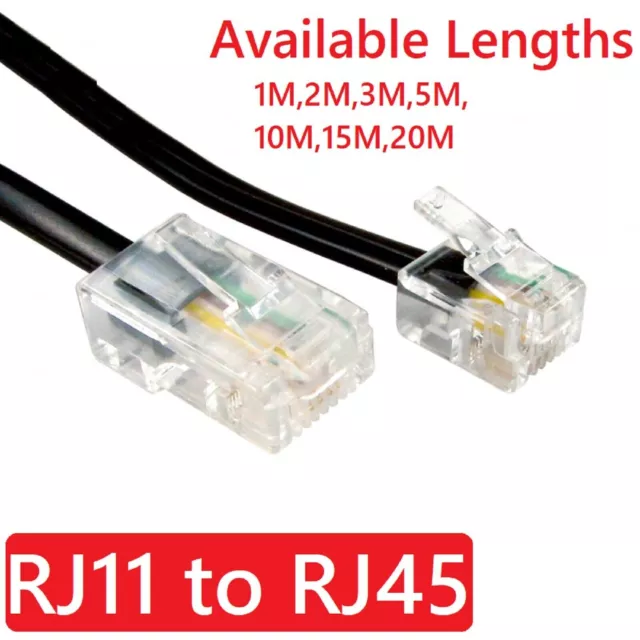 RJ11 to RJ45 Cable Ethernet Network to ADSL Phone Line Broadband Modem Lead Lot