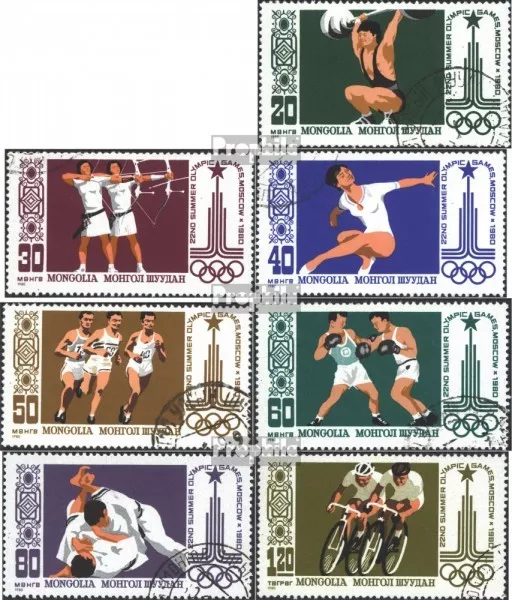 Mongolia 1287-1293 (completa Edizione) usato 1980 Olympics. Giochi, Mosca