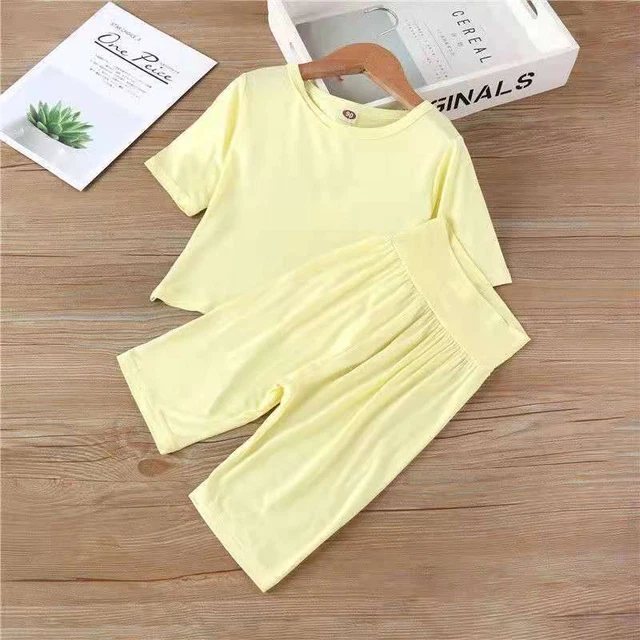 Estate Modale Lungo Johns per Bambini e Set Pigiama Abiti Casa Abbigliamento 4