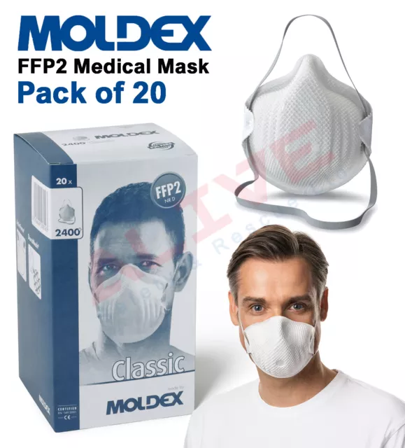 Moldex FFP2 Medical Mask 2400 Classic FFP2 NR D Face Mask Face Cover - Box of 20