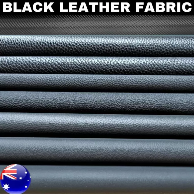 Black Auto Upholstery Marine grade Vinyl Fabric Faux Leather PVC Furniture Boat