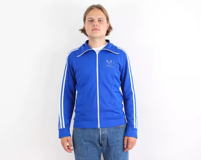 ADIDAS 70S MEN XS Tracksuit Top Jumper Jacket Sweatshirt Blue Sports Zip Up  VTG £94.80 - PicClick UK