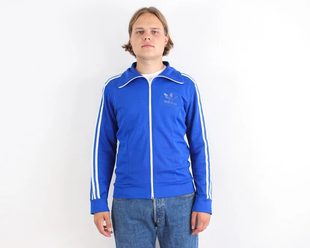 Adidas 70s DA UOMO S Tuta Giacca Maglione Felpa Blu SPORTS Zip Top Vintage