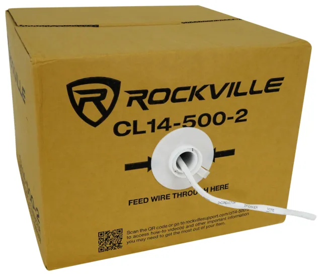 Rockville CL14-500-2 CL2 Rated 14A WG 500' Speaker Wire In Wall Ceiling 70V 100V