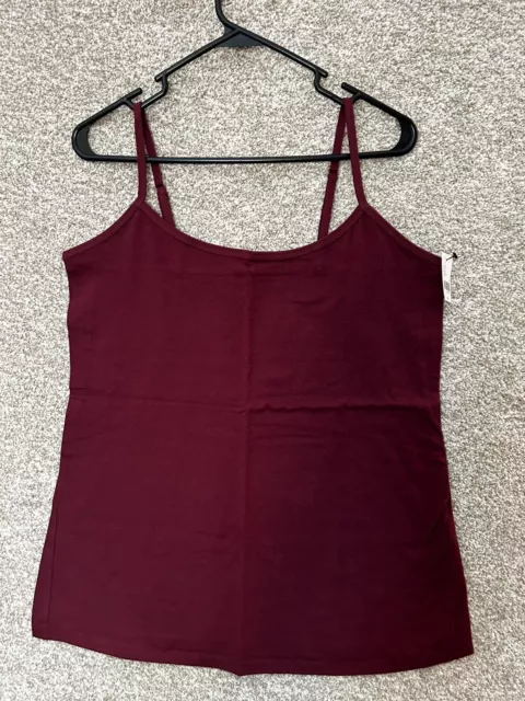 LANE BRYANT ESSENTIAL Cotton Cami Red Wine Top Size 10/12 Long $17.99 ...