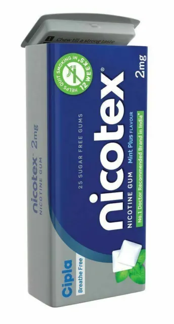 Cipla Nicotex Nicotine Gum - 2mg Menthe Plus Parfum Arrêt Fumer 25pc (Paquet De