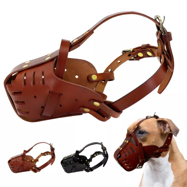 Soft Leather Dog Muzzle Anti-Biting Secure Adjustable Pet Basket for Large Dogs