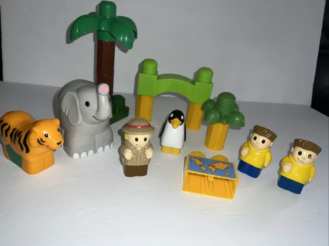 Mega Bloks Zoo Safari Jungle Rare Pieces Elephant Tiger Penguin Keeper Tree GUC