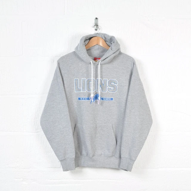 Vintage NFL Detroit Lions Hoodie Sweatshirt Grey Large