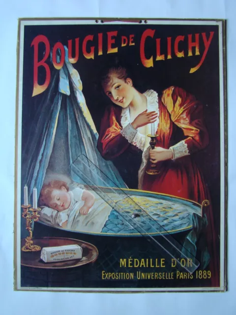 Affiche Carton publicitaire 55,5x42,5cm Publicité Bougie de Clichy No plaque