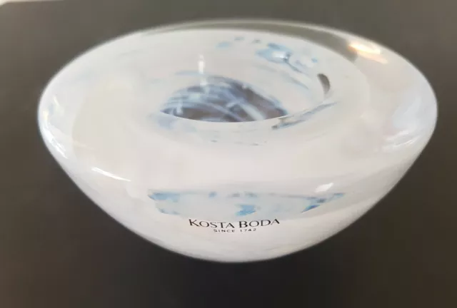 Kosta Boda Cool Moon Atoll Bowl Anna Ehrner Paperweight Swedish Glass
