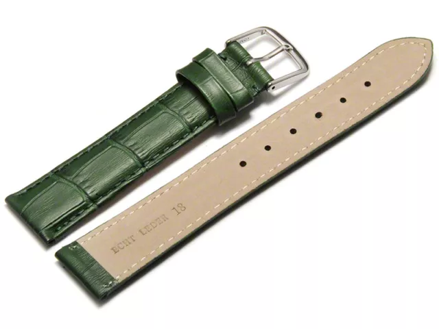 Bracelet montre cuir grain croco vert  8mm 10mm 12mm 14mm 16mm 18mm 20mm 22mm 2