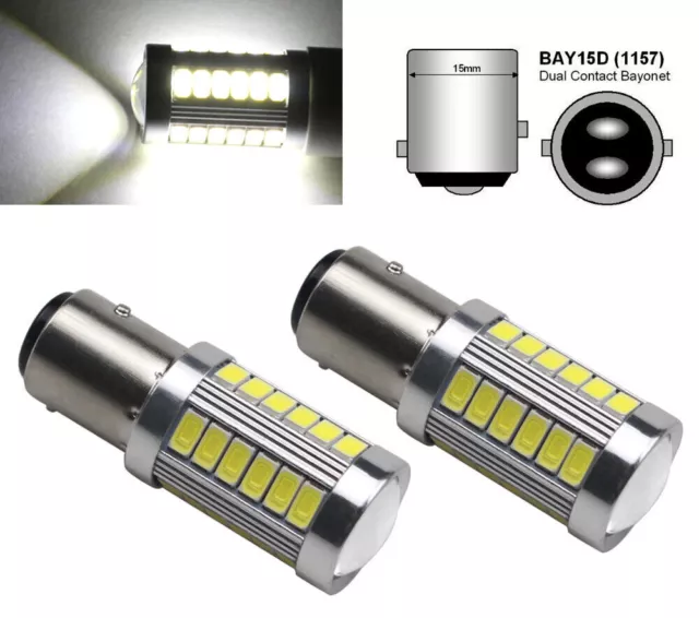 2x 1157 BAY15D LED 33 SMD 5630 Auto Brems Rück Standlicht DC 12V White KFZ