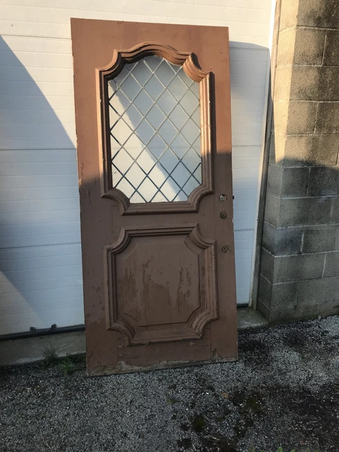 Bova 38 Antique Pine Leaded Glass Entrance Door 35 3/4 By 79
