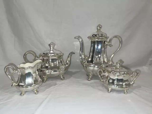 Rare Wmf German Art Nouveau 5 Pc Silver Plate On Porcelain Lined Tea Set Antique