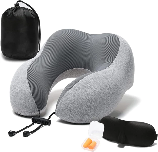 Travel Neck Pillow Skin Friendly Breathable Pillowcase 3D Eye Mask Earplugs Port