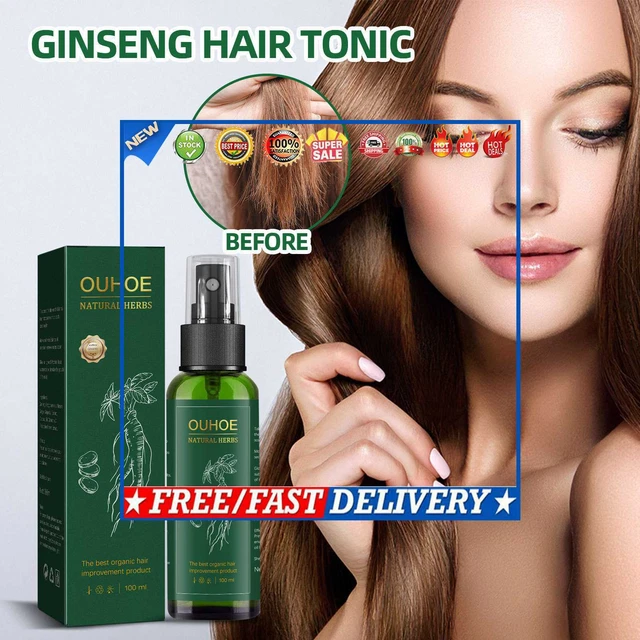 100 ml líquido para el crecimiento del cabello ginseng natural en aerosol para el crecimiento del cabello productos de belleza para el cabello