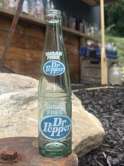 Vintage SUGAR FREE DR. PEPPER 10 OUNCE 1970s GLASS BOTTLE