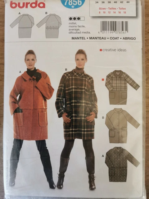 Patron De Couture Burda Mode Vintage Pour Manteau | Taille 44-46 | Modèle Rétro