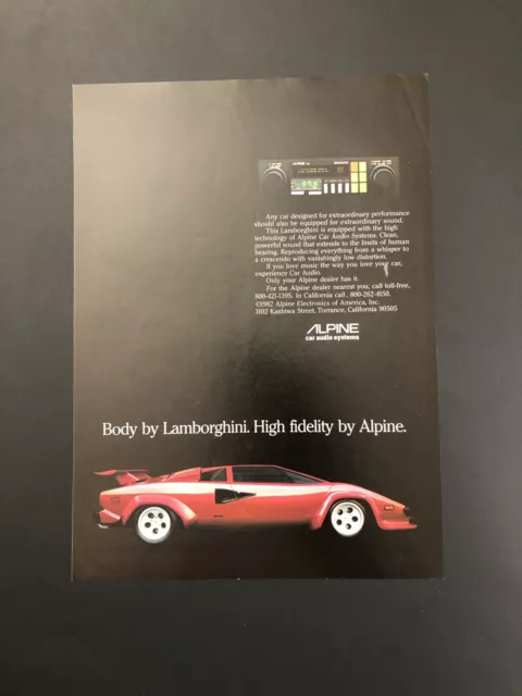 Lamborghini Countach Alpine Vintage Original Print Ad Advertisement Printed A3
