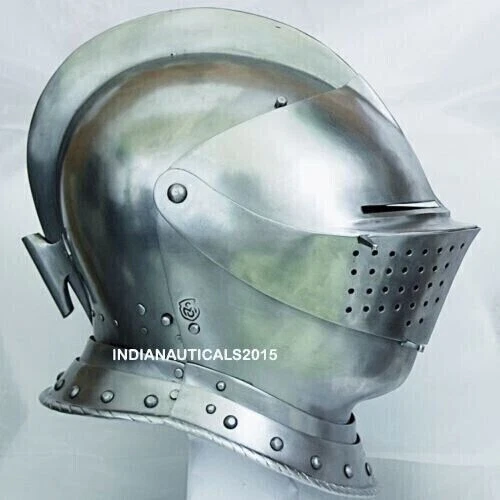 Casque De Chevalier Viking En Acier Argenté - Fabriqué à La Main, Décoratif Avec Support