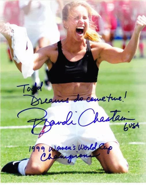Brandi Chastain signed 8x10 color USA soccer photo