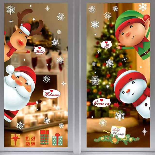 MSQ 2 Blätter Weihnachtsdeko Aufkleber Fensterbilder Fenstersticker Weihnachtsma